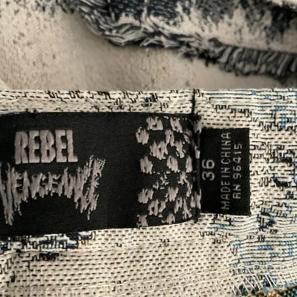 Rebel Vengeance Skull Skeleton Tapestry Cargo Pants Men's 36 Fringe On The Sides